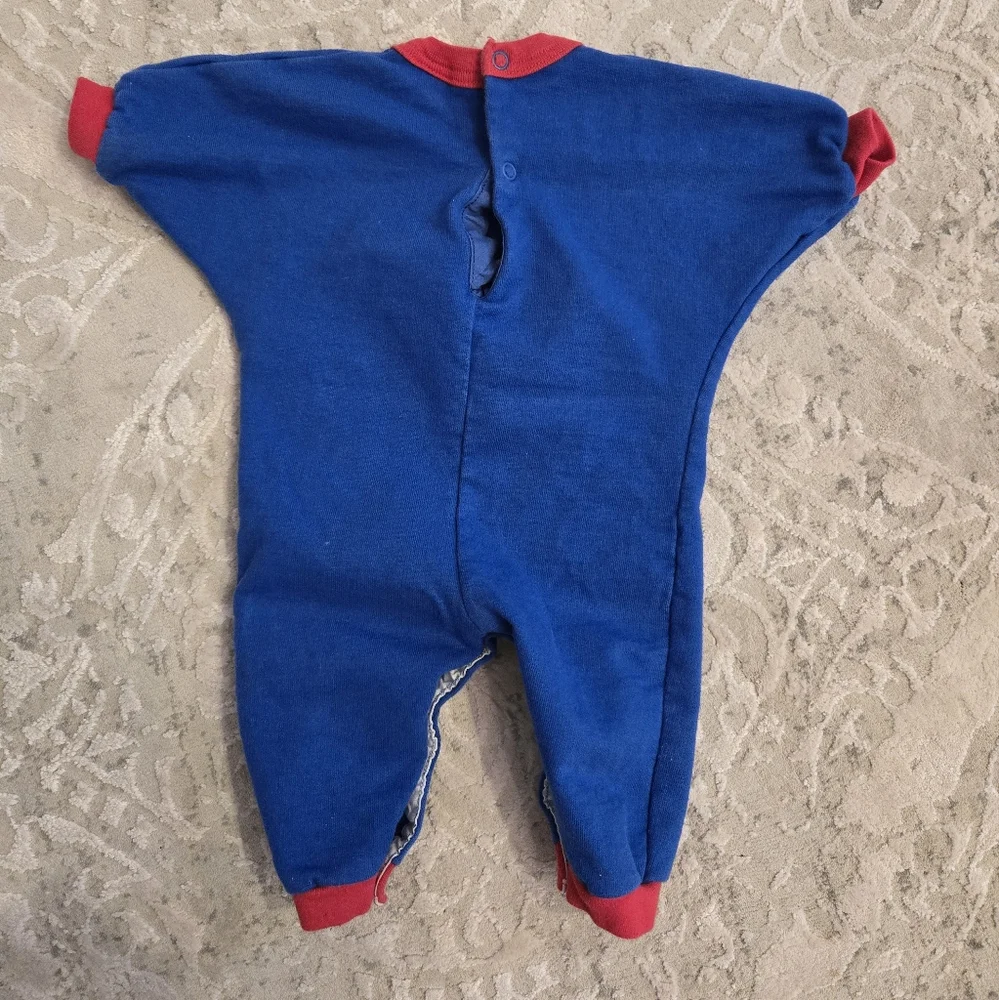 Vintage 1990s Y2k Carter's Blue and Red One Piece with Elephant Design